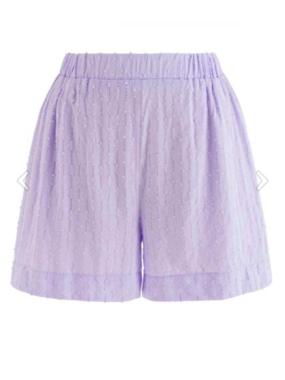 The Commense Lilac Textured Cotton Shorts in size Large